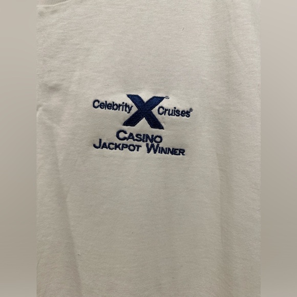 Mens Fruit of the Loom Celebrity Cruises Casino Jackpot Winner White T-shirt XL - Picture 3 of 4